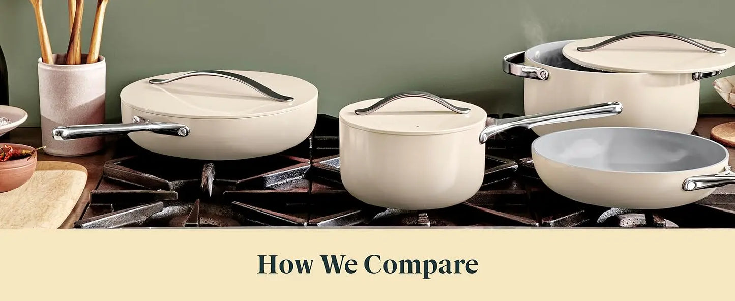 Ceramic Cookware Set (12 Piece) Pots, Pans, 3 Lids  -